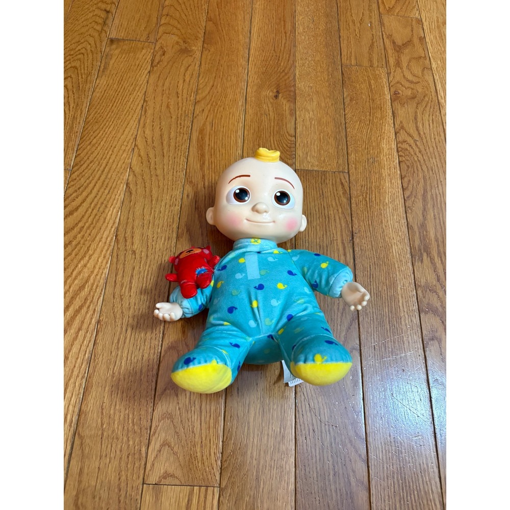 CoComelon JJ Bedtime Musical Plush Doll Teal Whale Onesie‎ with Teddy Bear 12"
